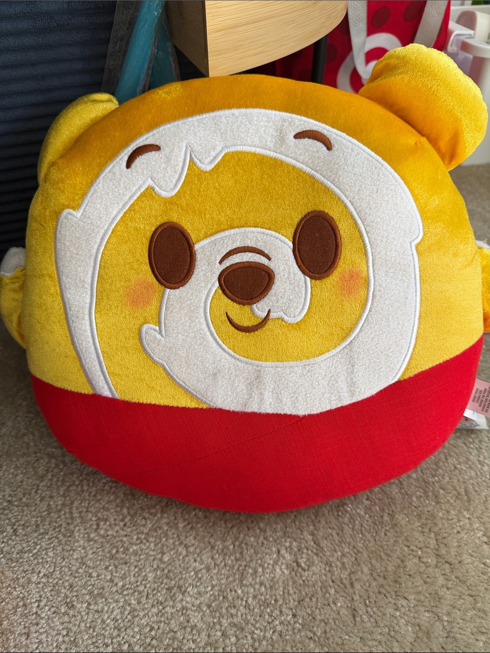 Disney Pooh Munchlings Yellow and Red Swirl Plush Pillow